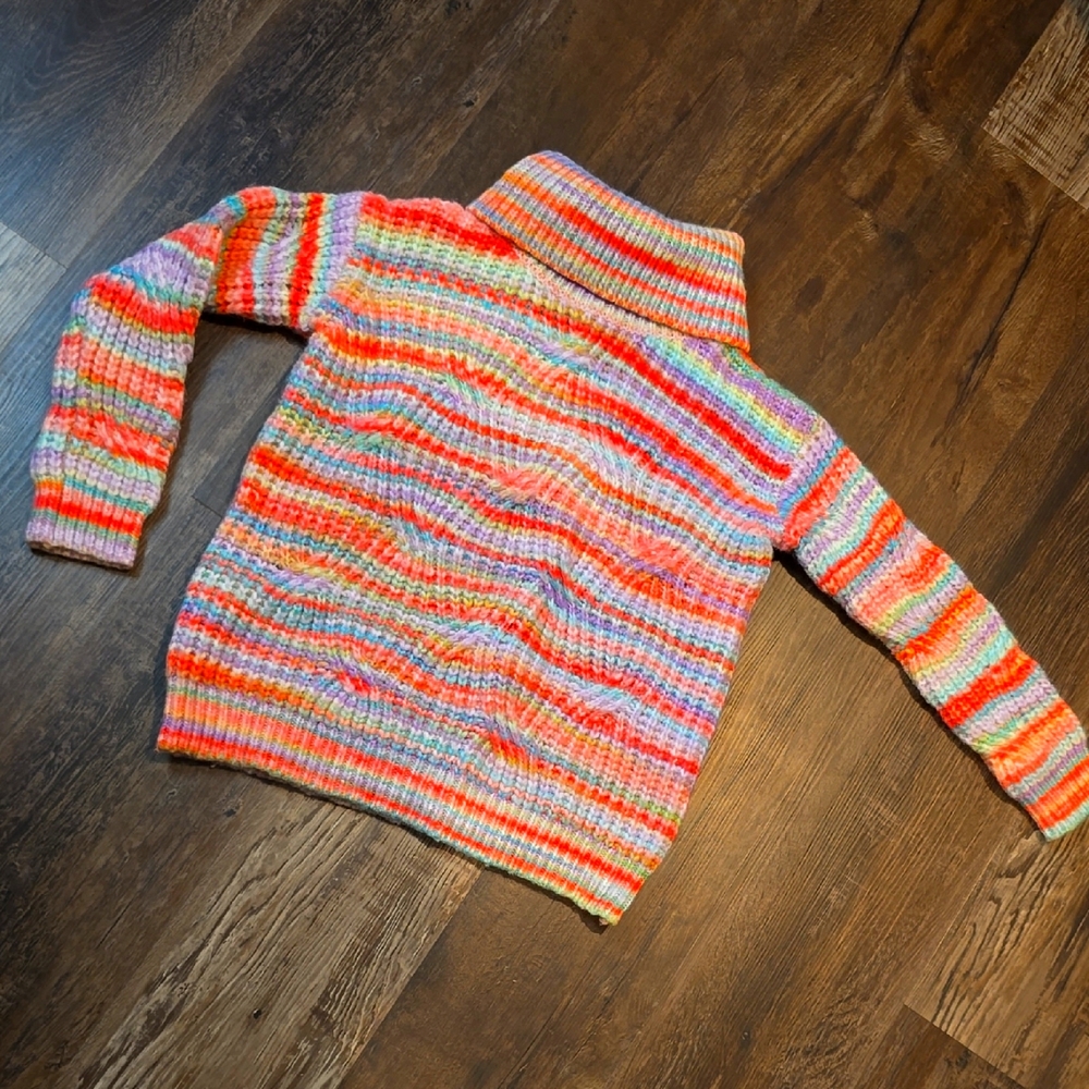 Fabkids Rainbow variegated Cowl Neck Sweater, girls sz M